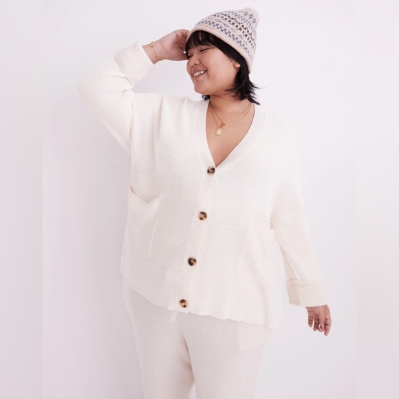 NWT Madewell Plus Asherton Waffle Cardigan Sweater size 3X Antique Cream - Picture 6 of 6